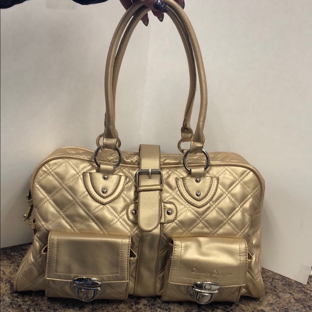 Gold Quilted Design Shoulder Bag